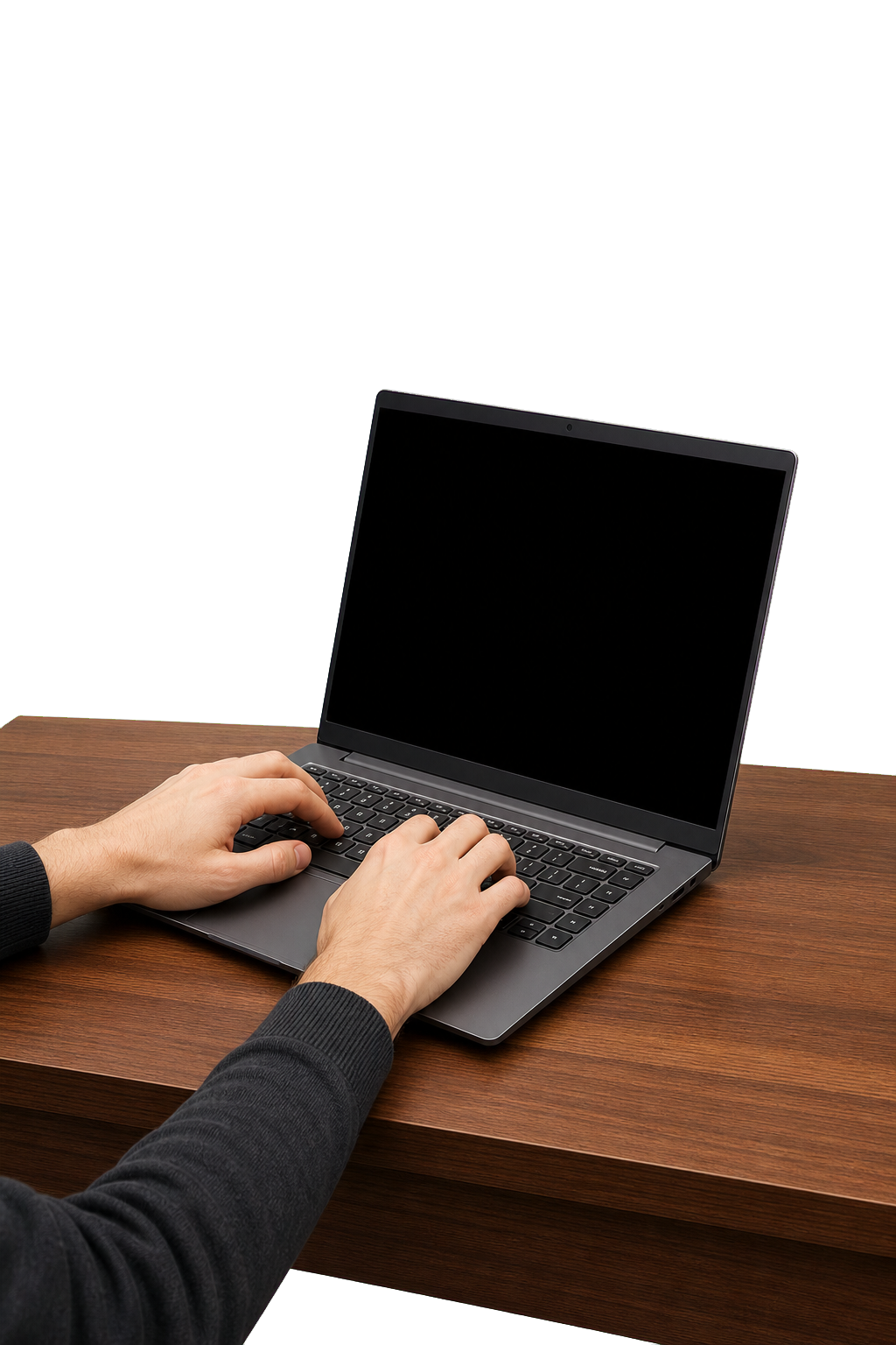 A laptop on a wooden desk