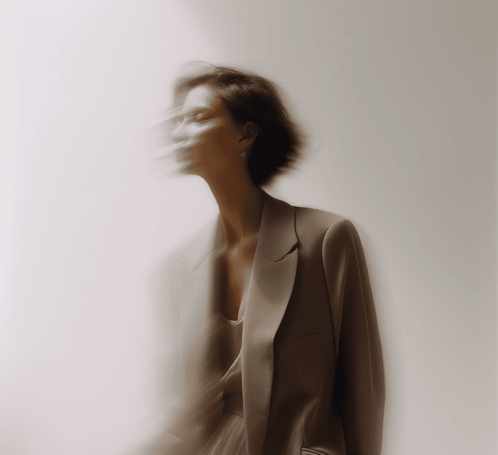 An editorial portrait in soft neutral tones